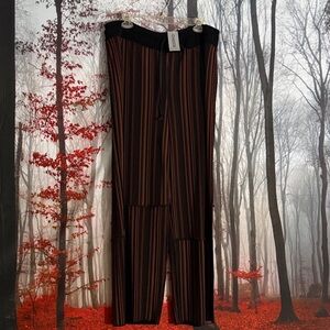 Chico's Black and Brown Striped Wide-Leg Pants